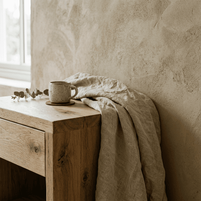 Натуральные текстуры: дерево, матовая глина и лен