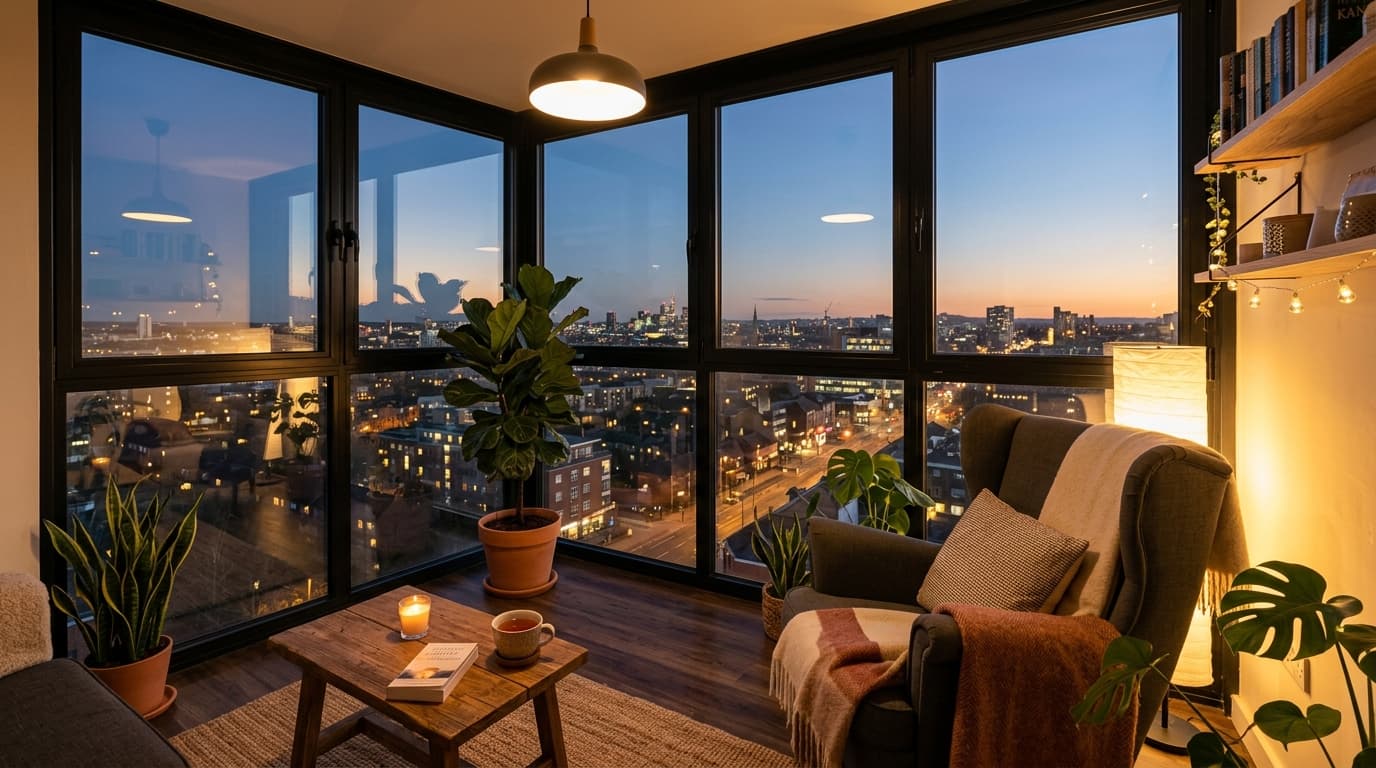 How to convert a cold balcony or loggia into a year-round office or lounge space. XPS thermal insulation, triple-pane glazing, radiant floor heat, and cost breakdowns.