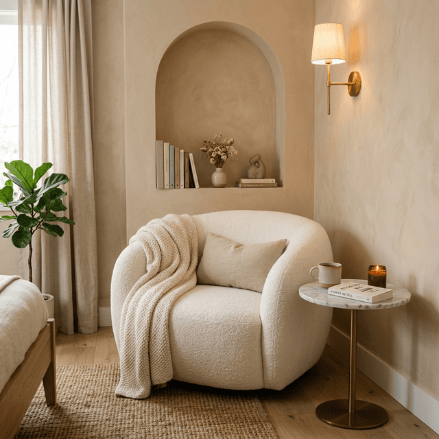 Уютное кресло для спальни из ткани букле