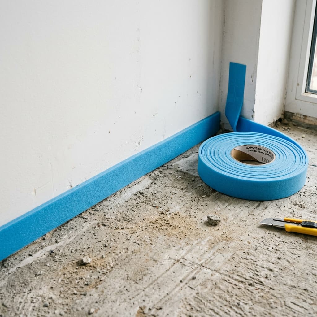 Installing foam damper tape along walls