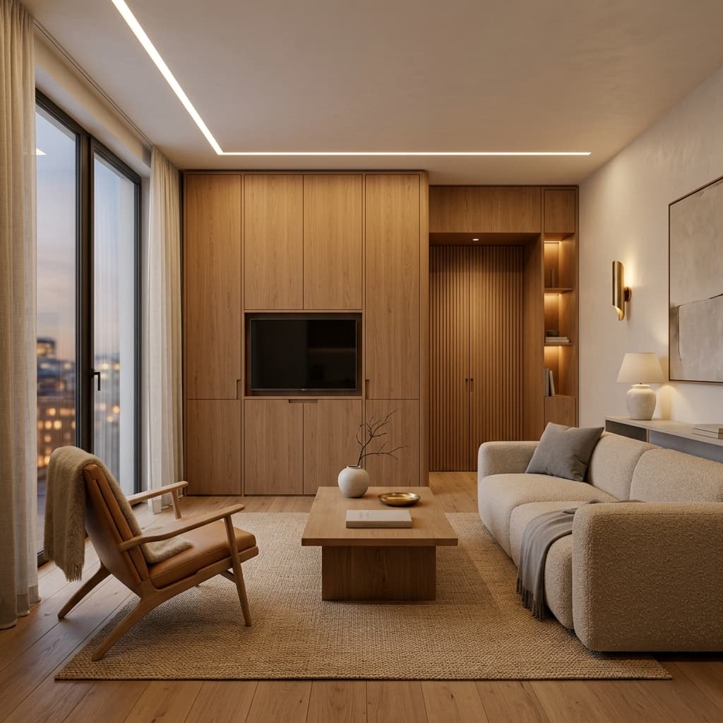 Small space storage and organization trends for 2026: visual breathing room, hidden systems, slim sliding carts, door organizers, and compression space-saving bags.