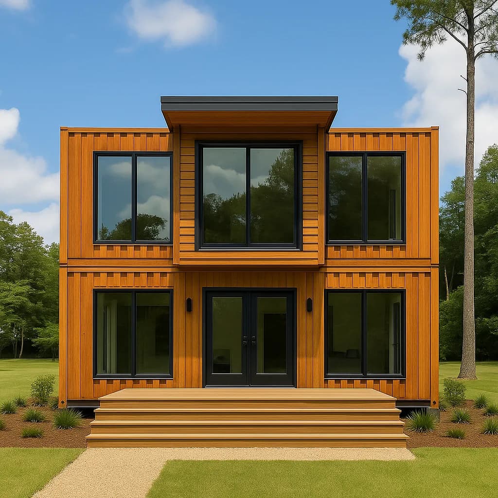 Wood modular home exterior